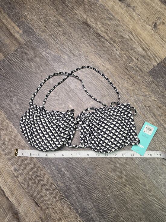 Sports Illustrated Other - Sports Illustrated Ruffle Cutout Bralette Bikini Top Black White Geometric XL